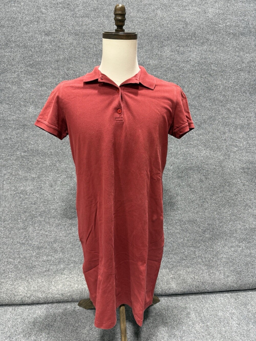 Eddie Bauer Womens Large Burgundy Polo Dress Short Sleeve Cotton Blend Casual